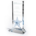 Optic Crystal Award w/ Light Blue Accent (4"x8"x2")